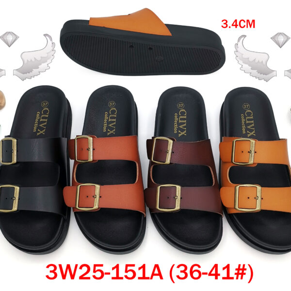 36 Pairs/Box Women's Multi-Color Double Buckle Strap Platform Open Toe Slide Sandals