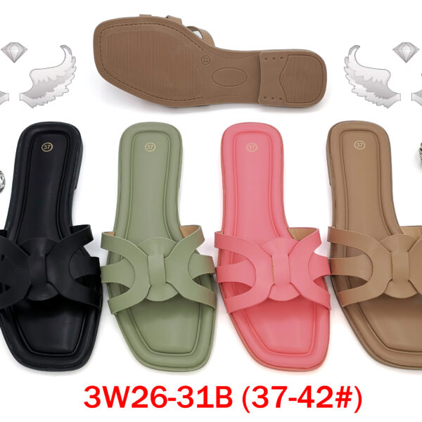 50 pairs/box Women's Multi-Color Intertwined Strap Open Toe Slide Sandals