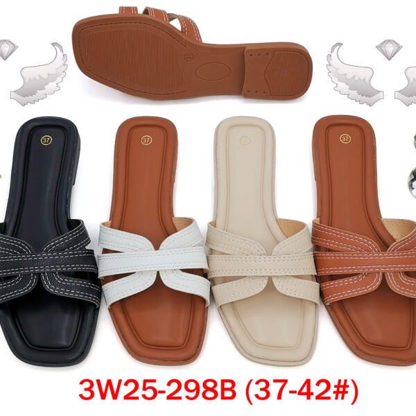 50 Pairs/Box Square Toe White Strappy Flat Slide Sandals