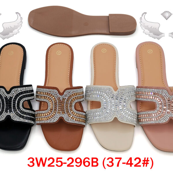 50 pairs/box Women's Multi-Color Rhinestone Embellished H-Style Open Toe Slide Sandals