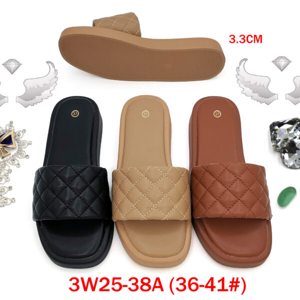 36 Pairs/Box Women's Multi-Color Quilted Strap Platform Open Toe Slide Sandals