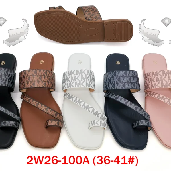 50 pairs/box Women's Multi-Color Monogram Print Toe Loop Slide Sandals