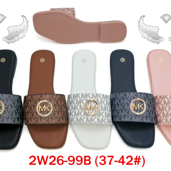 50 pairs/box Women's Multi-Color Monogram Print Logo Accent Open Toe Slide slippers