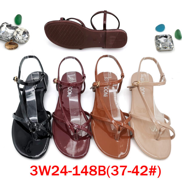 50 pairs/box Women's Multi-Color Patent Leather Thong Strap Ankle Buckle Sandals