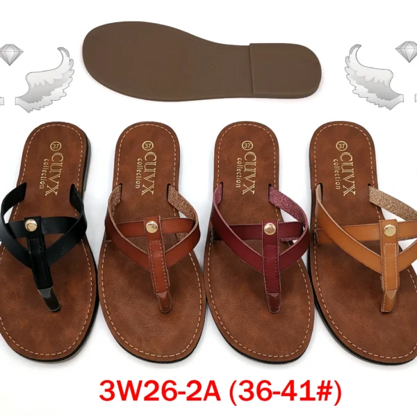 50 pairs/box Women's Multi-Color Thong Strap Metal Accent Slide Sandals