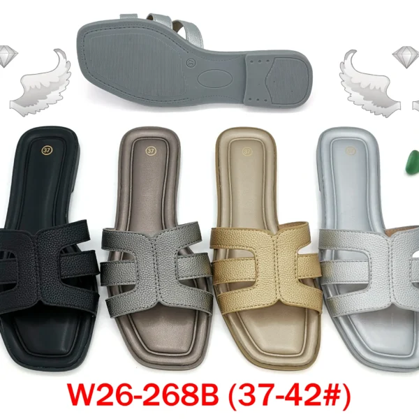 50 pairs/box Women's Multi-Color Textured Strappy Open Toe Slippers