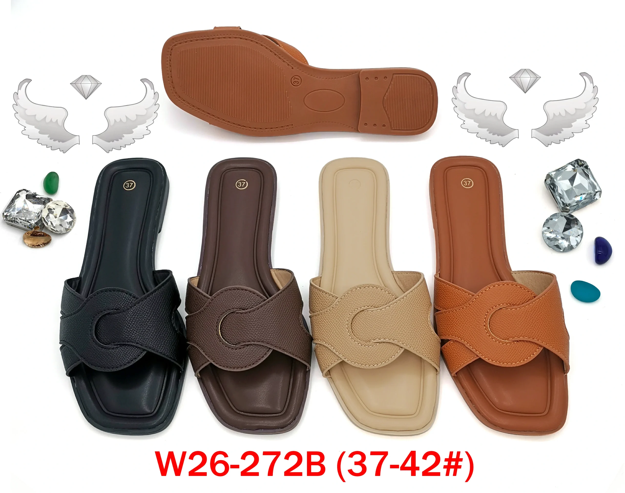 50 pairs/box Women's Multi-Color Intertwined Strap Open Toe Slippers